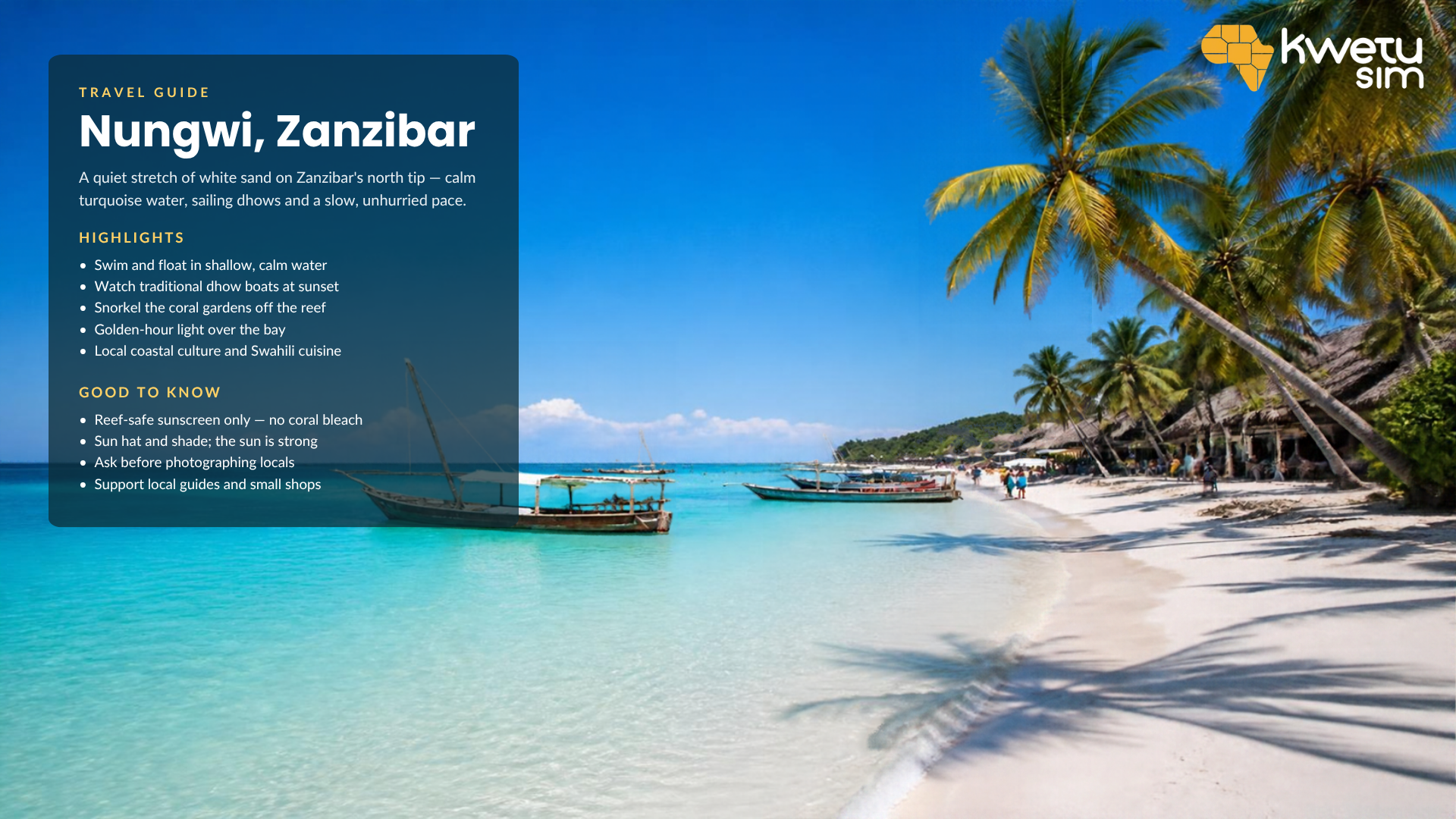 Zanzibar Beaches eSIM: Nungwi, Kendwa & Paje Travel Guide